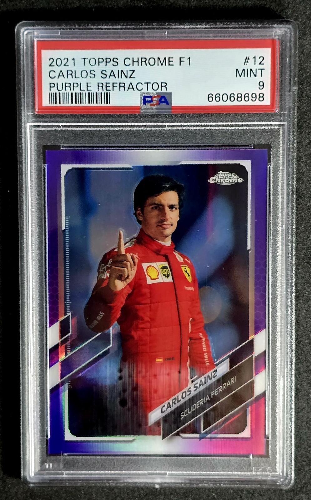 2021 ⛽ PSA 9 Carlos Sainz Topps Chrome F1 #12 Purple Refractor #/399