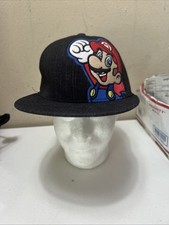 Super Mario Bros Big Logo Mario Embroidered Fitted Hat Size L/XL 2012 Nintendo