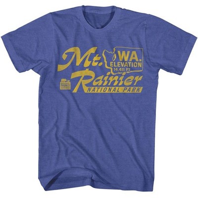 National Parks - Mt Ranier Elevation - American Classics - Heather Blue Adult Sh