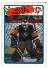 1988-89 O-PEE-CHEE # 8 GILLES MELOCHE PENGUINS  OPC HOCKEY-  NICE AND NO CREASES