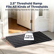 No-Install Rubber Threshold Ramp for Doorways  Garage Entrances Indoor Outdoor