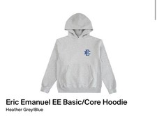 Eric Emanuel EE Hoodie Heather Grey/Blue FW25 Brand New Size Large