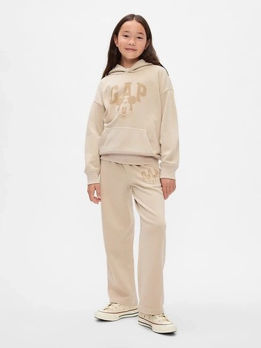 Gap x Disney Kids VintageSoft Mickey Mouse Logo Hoodie-Bedrock Beige-Size XL-NWT - Picture 2 of 2