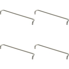 4x Cranked Door Pull Handle 19mm Dia 600mm Fixing Centres Satin Steel