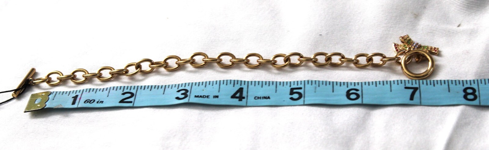 Coach Bow Pave Chain Link Toggle Bracelet CG077 Gold-Tone NWT | eBay