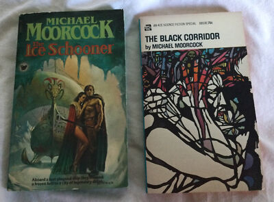 2 SF PBs by Michael Moorcock: The Black Corridor 1969 & The Ice Schooner 1978