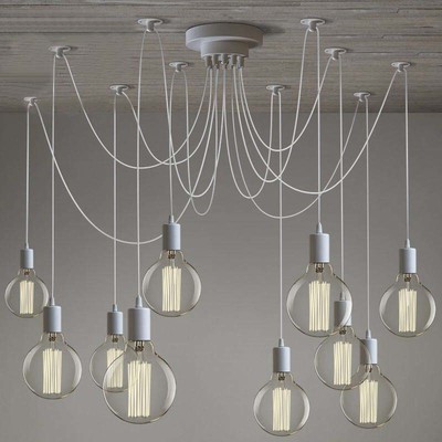 White Modern Chic DIY Loft Spider Chandelier Multi Pendant Light Ceiling Lamp