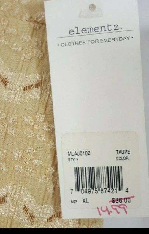 Elementz Top Size XL Yellow Gold V-Neck Crossover Stretch Short Sleeves New - Image 3 of 4