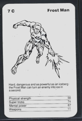 1977 Australian ICEMAN/FROST MAN Marvel Super Heroes Card G/VG