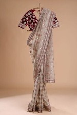 Trending Party wear Saree with Velvet Blouse Stitched