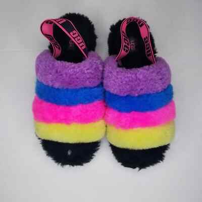 UGG Fluff Yeah Slide Slippers in Black Taffy Multi size Women's