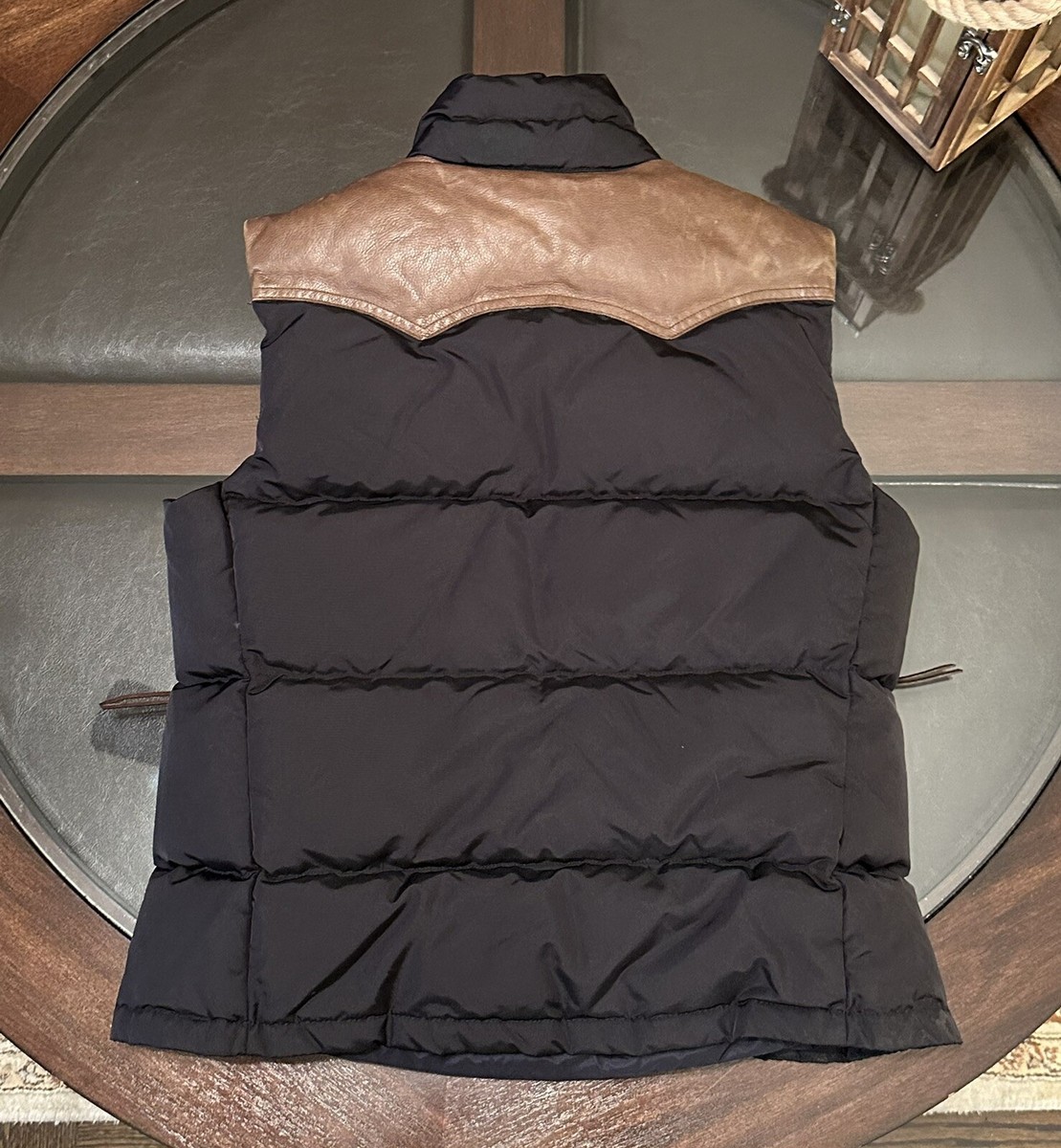 ジャケット・アウター Ralph Lauren Leather Coating Down Vest Ralph Lauren RLX Womens Size Medium Down Western Cowhide