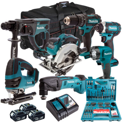 Kit D'outils Makita 18V LXT - 6 Outils + 2 Batteries 5.0Ah + Chargeur - NEUF