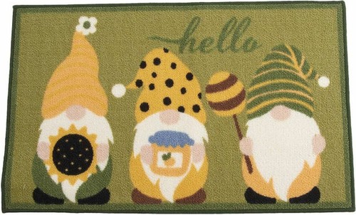 KITCHEN ACCENT RUG (nonskid back) (17" x 28") 3 GNOMES ON GREEN, HELLO, EE - 第 1/11 張圖片