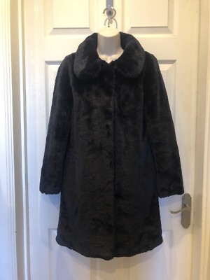 F\u0026F' NAVY FAUX FUR COAT SIZE 8 | eBay