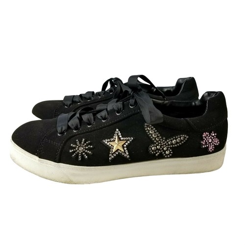 Libby Edelman Sneakers 7 Women Black Low Top Lace Up Star Butterfly Flower Cece - Picture 2 of 10