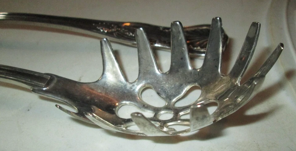 lot  of 2 The Sheffield Silverplate Spaghetti Serving Piece Fork 10 5/8" antique - Image 3 of 4