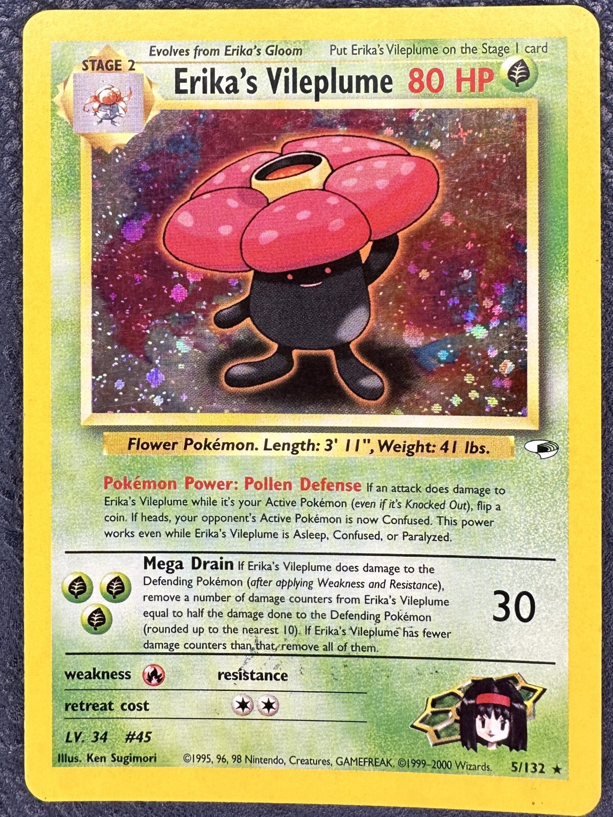 2000 Erika's Vileplume #5/132 Holo LP+ Rare Pokemon Gym Heroes WOTC