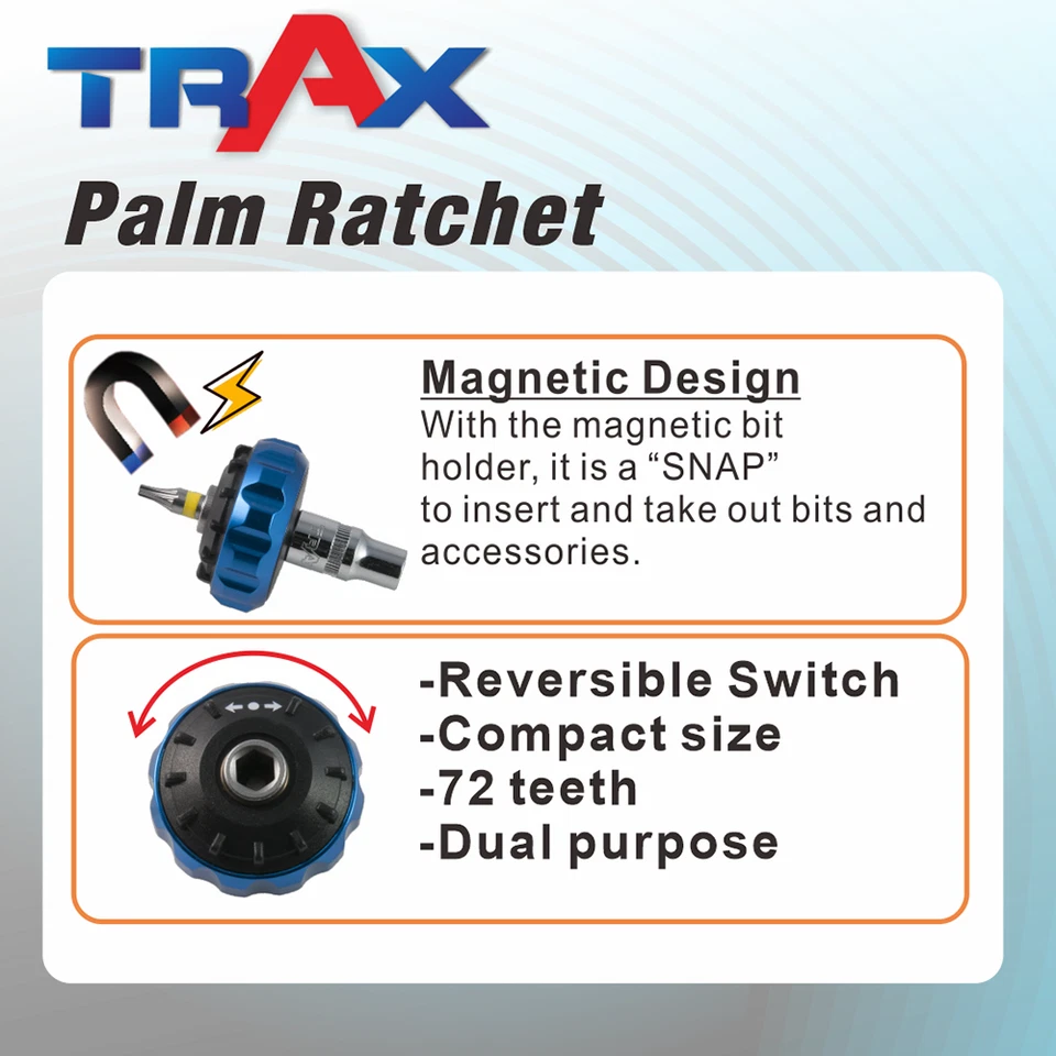 TRAX ARX-932032 Palm Ratchet Socket & Bit Set 1/4″ – 32Pc Compact Kit - image 3 of 4