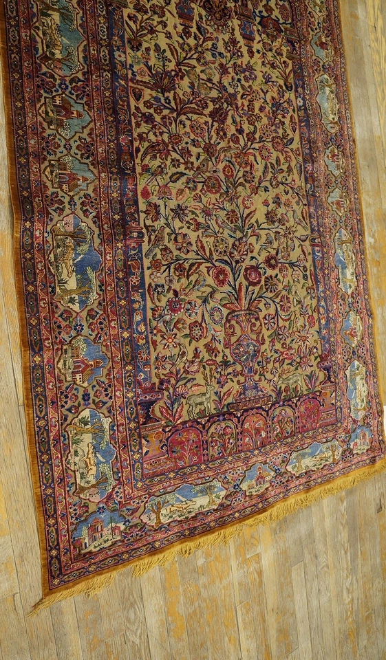 Alfombra Mottashem All seda con bajorrelieve hilos dorados todos los colores vegetales. ¡Raro! Foto 4 de 4