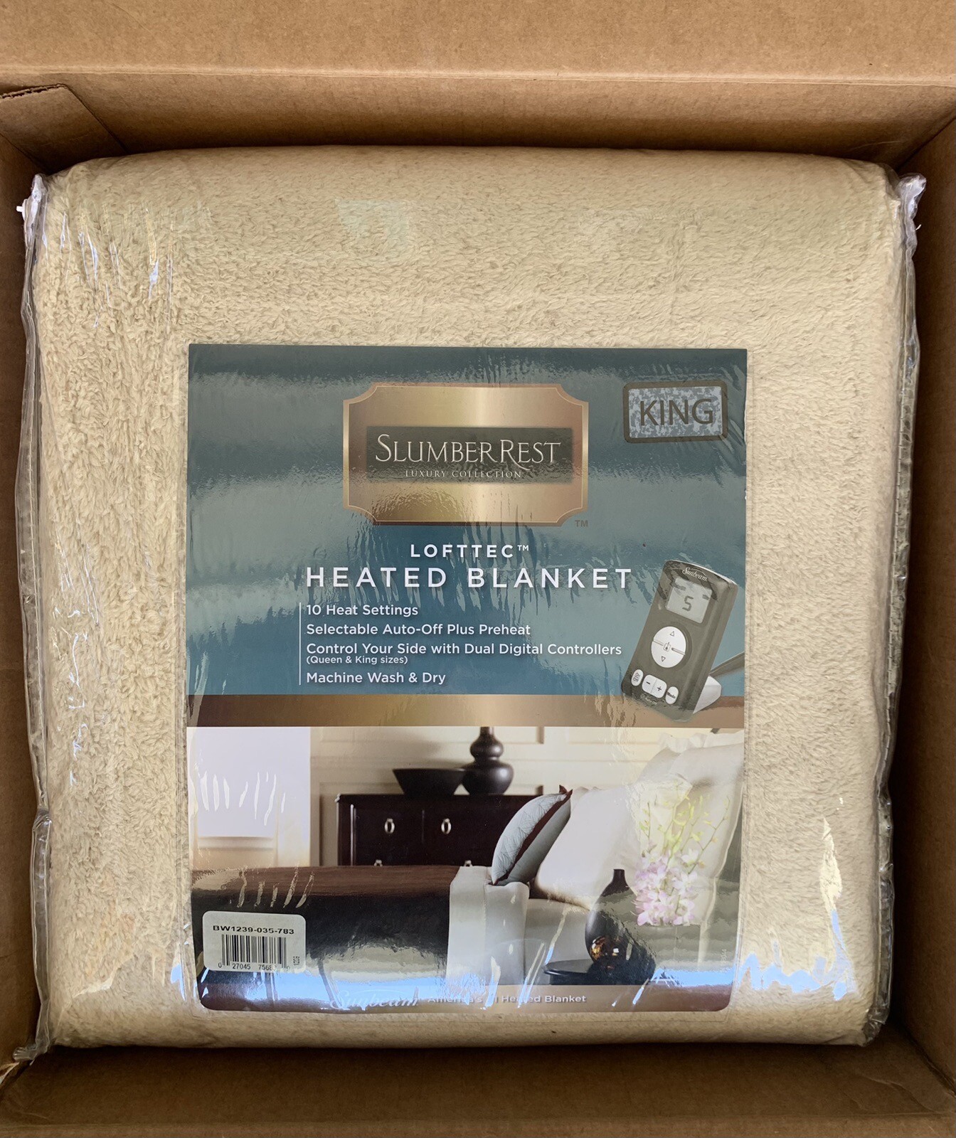 Sunbeam Slumber Rest Heated Blanket Loftec King Dual Controllers NEW eBay