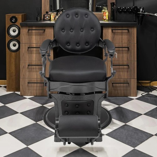 Vintage Heavy Duty Hydraulic Barber Chair Recline Beauty Salon Chair Tufted Back