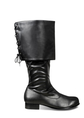 Adult Size Mens Pirate Black Boots Captain Hook Fancy Dress UK
