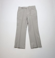 Vtg 60s 70s Streetwear Mens 34x30 Textured Knit Bell Bottoms Chino Pants Gray