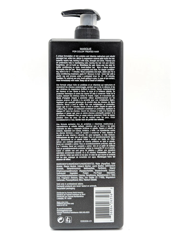 Mascarilla Framesi BY 33,8 OZ 1000 ml Be Yourself para cabello tratado con color (envío rápido) Foto 2 de 2