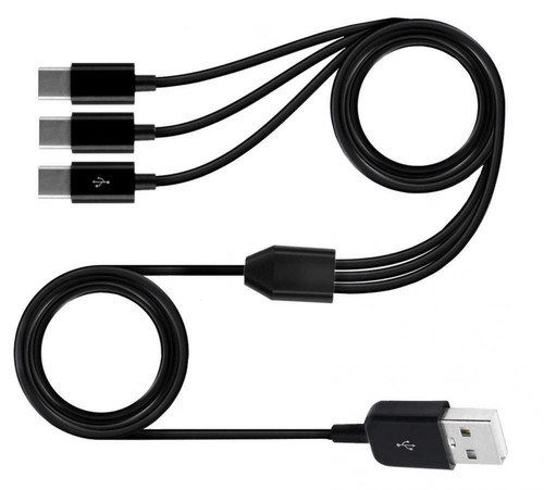 USB 2.0 A Male to 3 x USB Type C Male Splitter Charge Sync Cable 1m - Picture 4 of 6