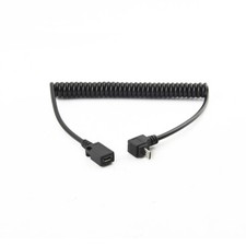 Angled 90 degree Micro USB Male to Female Data Charge Spring Cable Cord Stretch
