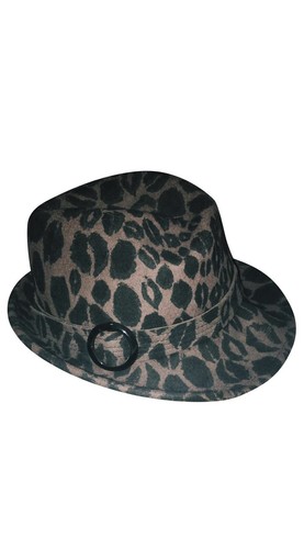 Kiss Lip Print Fedora Hat-GRAY 