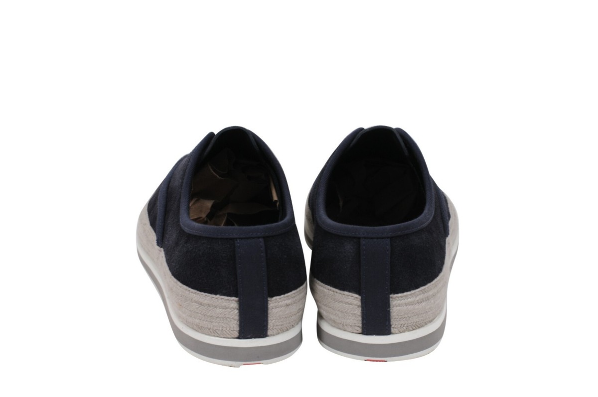 Prada Mens Espadrille Sneakers US8.5 UK7.5 Blue Grey Suede Slip On St Tropez LUXURY PRADA ST TROPEZ ESPADRILLES SHOES 4D2363 BLUE NEW 10  main image 4