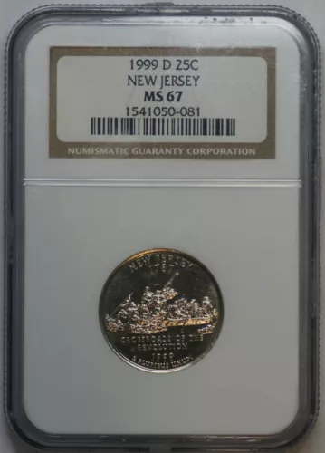 1999 D New Jersey Quarter NGC MS-67 High Grade!