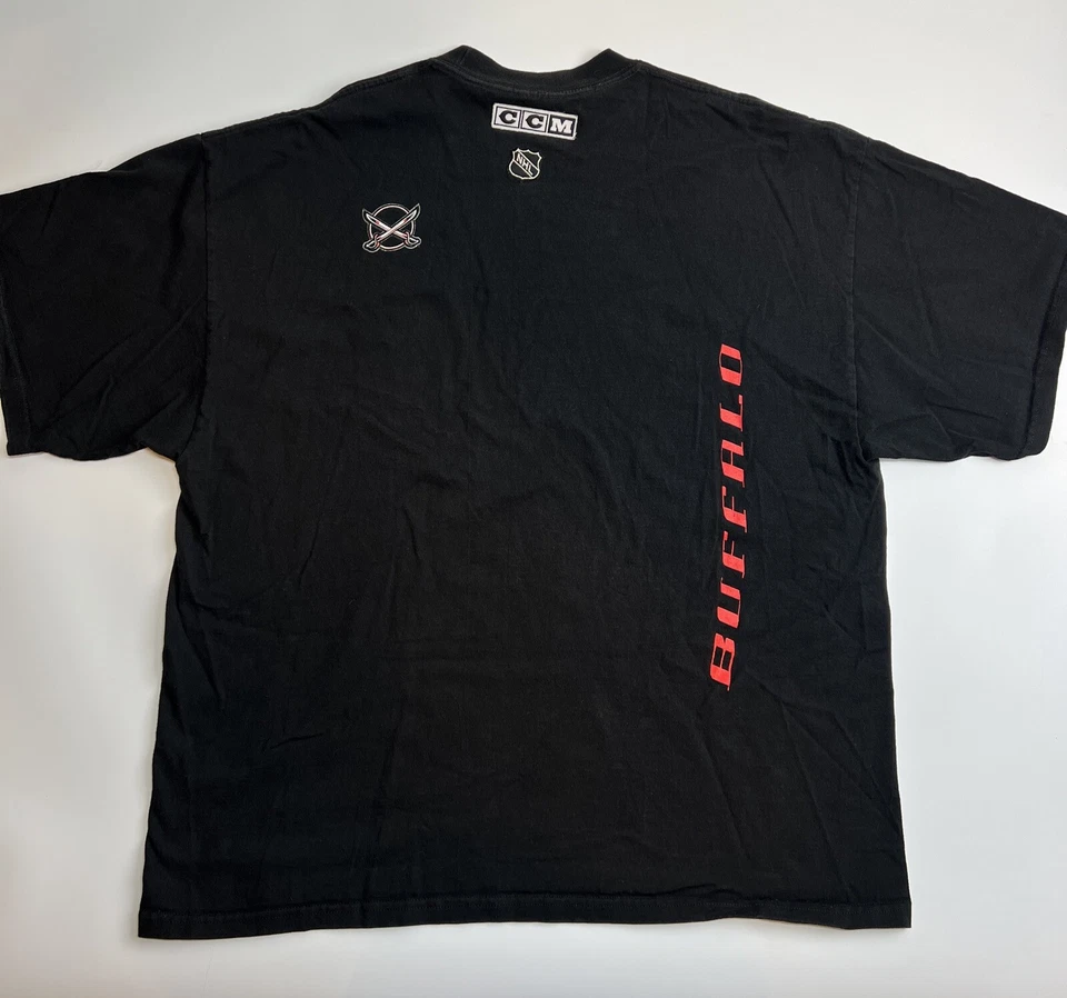 Vintage Buffalo Sabres Goat Head CCM T-Shirt Black Double Sided Men’s Size XXL - Image 2 of 4