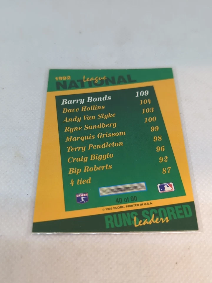 1993 Score Select Barry Bonds 40 Of 90 - Image 2 of 2