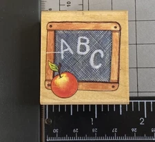 Rubber Stampede Rubber Stamps A2192C ABC SLATE CHALK BOARD APPLE