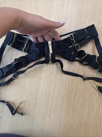 Bordelle Vita Suspender Garter Black Adjustable 24k Gold Plated S Xx1389