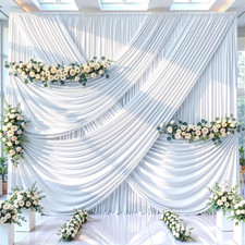 40Ft X 12Ft Wrinkle Free White Backdrop Curtains for Wedding Parties White Curta