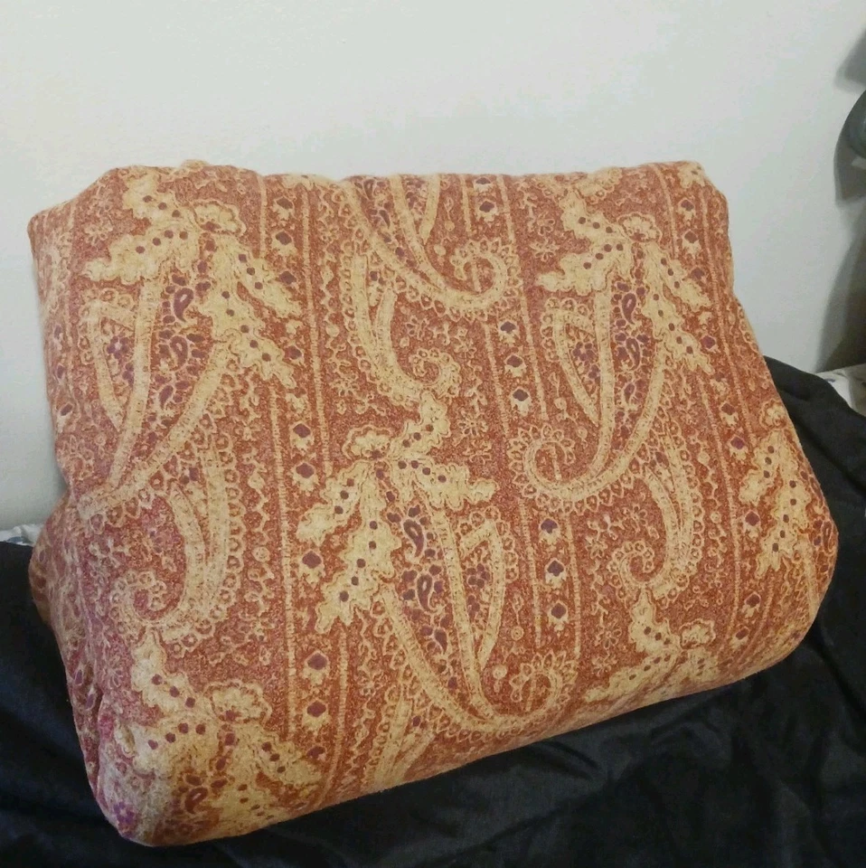 Eddie Bauer Home King Duvet Cover 100% Cotton Paisley Terracotta Tan Orange  - Image 3 of 4