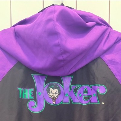 DC Comics Streetwear Windbreaker Men XL Purple Black Joker Graphic Retro 90s