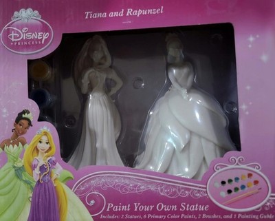 DISNEY PRINCESS TIANA AND RAPUNZEL PAINT YOUR OWN STATUE KIT