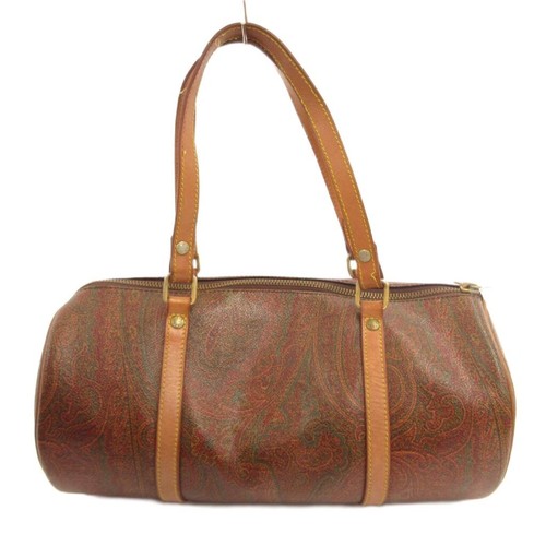ETRO Mini Boston Bag Arnica shoulder PVC Leather Brown Authentic From Japan