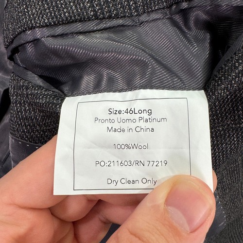 NEW Pronto Uomo Platinum Mens 46L Gray Plaid 100% Wool Two Button Blazer Jacket - Picture 7 of 12