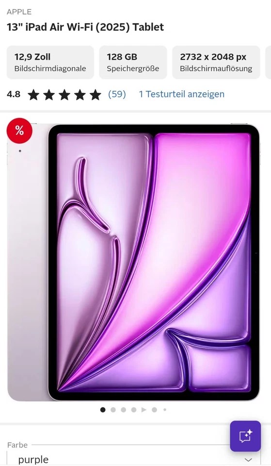 Apple iPad Air 13 · 128GB · Wi-Fi, Foto 1 von 2