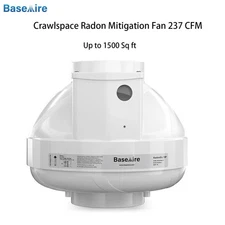 BaseAire 4 In 237 CFM Radon Mitigation Fan Quiet Energy Efficient Radon System
