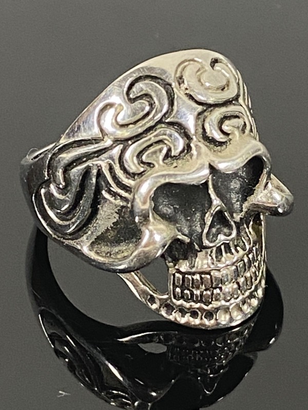 STAINLESS STEEL Men's Biker Skull Ring Size 11.5