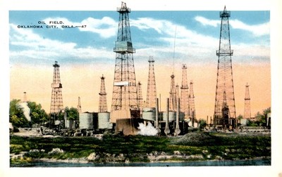 Oklahoma City Oil Field, 1947, Largest High Gravity Field Postcard