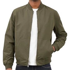 Lucky Brand Men's Size XL Olive Green Bomber Jacket Full Zip Utility Pockets