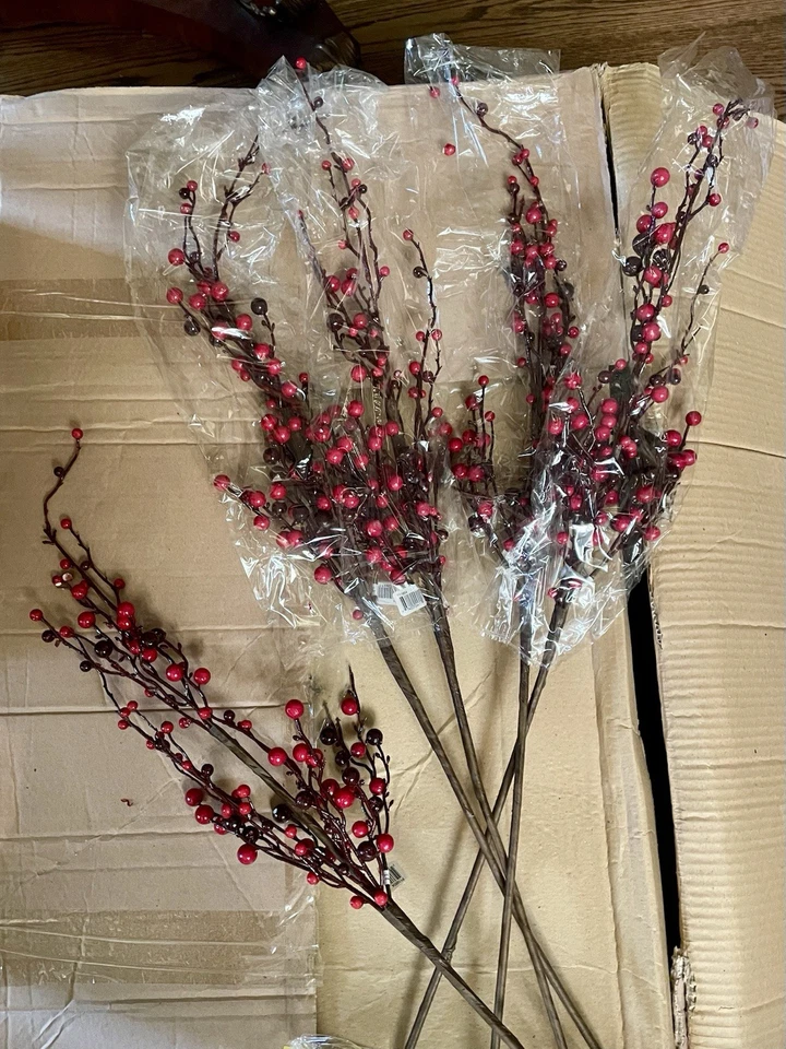 Lot Of 12 Vickerman Christmas Red Burgundy Mixed Berry Branch Sprays 34” Long - Image 2 of 4